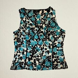 Silk floral babydoll tank top Y2K office siren career chic